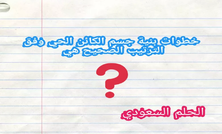 خطوات بنية جسم الكائن الحي وفق الترتيب الصحيح
