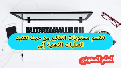 تنقسم مستويات التفكير من حيث تعقيد العمليات الذهنية إلى