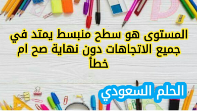 المستوى هو سطح منبسط يمتد في جميع الاتجاهات دون نهاية