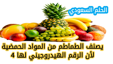 يصنف الطماطم من المواد الحمضية لأن الرقم الهيدروجيني لها 4