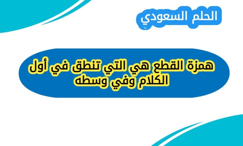 همزة القطع هي التي تنطق في أول الكلام وفي وسطه صواب خطا