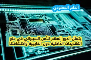 يتمثل الدور المهم للأمن السيبراني في منع التهديدات الداخلية دون الخارجية واكتشافها صواب ام خطأ