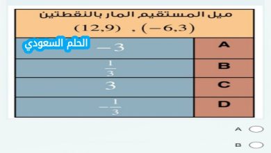 ميل المستقيم المار بالنقطتين 12,9 و -6,3