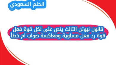 قانون نيوتن الثالث ينص على لكل قوة فعل قوة رد فعل مساوية ومعاكسة صواب ام خطأ