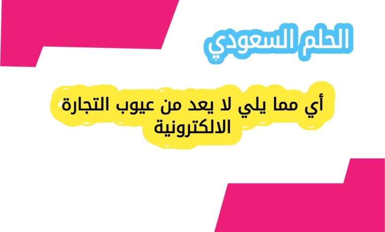 أي مما يلي لا يعد من عيوب التجارة الالكترونية