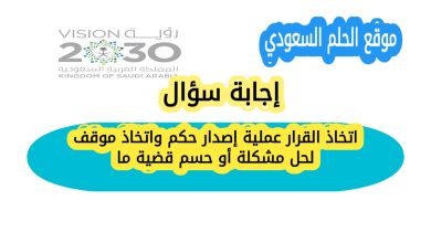 اتخاذ القرار عملية إصدار حكم واتخاذ موقف لحل مشكلة أو حسم قضية ما