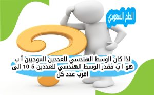 اذا كان الوسط الهندسي للعددين الموجبين أ ب هو ا ب فقدر الوسط الهندسي للعددين 5 10 الى اقرب عدد كل