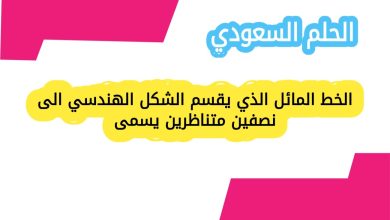 الخط المائل الذي يقسم الشكل الهندسي الى نصفين متناظرين يسمى