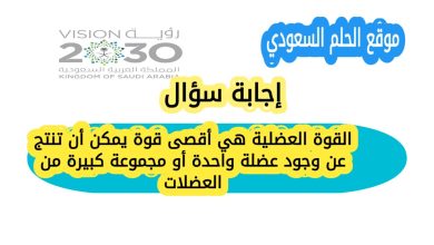 القوة العضلية هي أقصى قوة يمكن أن تنتج عن وجود عضلة واحدة أو مجموعة كبيرة من العضلات