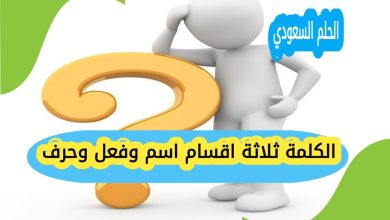الكلمة ثلاثة اقسام اسم وفعل وحرف