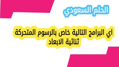 اي البرامج التالية خاص بالرسوم المتحركة ثنائية الابعاد