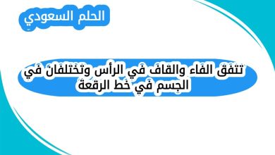تتفق الفاء والقاف في الرأس وتختلفان في الجسم في خط الرقعة