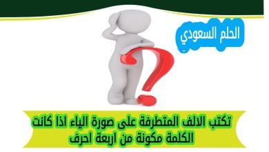 تكتب الالف المتطرفة على صورة الياء اذا كانت الكلمة مكونة من اربعة احرف