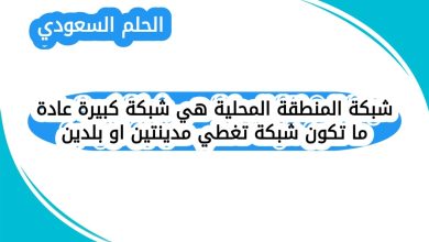 شبكة المنطقة المحلية هي شبكة كبيرة عادة ما تكون شبكة تغطي مدينتين او بلدين