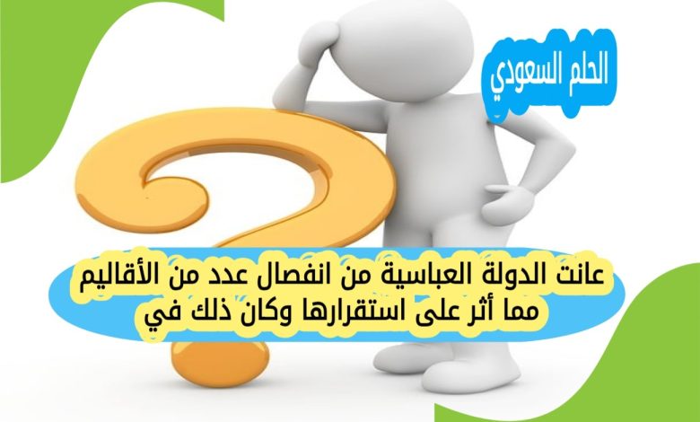 عانت الدولة العباسية من انفصال عدد من الأقاليم مما أثر على استقرارها وكان ذلك في