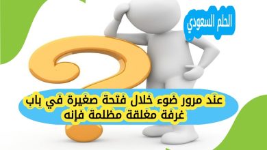 عند مرور ضوء خلال فتحة صغيرة في باب غرفة مغلقة مظلمة فإنه