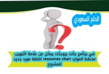 في برنامج جانت بروجكت يمكن من علامة التبويب مخطط الموارد resources chart اضافة مورد جديد للمشروع