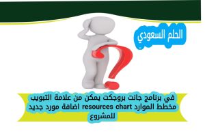 في برنامج جانت بروجكت يمكن من علامة التبويب مخطط الموارد resources chart اضافة مورد جديد للمشروع