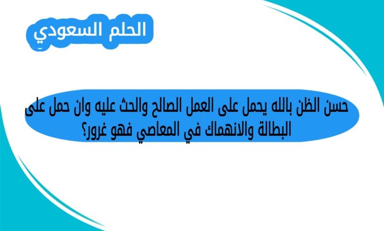 حسن الظن بالله يحمل على العمل الصالح والحث عليه وان حمل على البطالة والانهماك في المعاصي فهو غرور؟