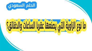 ما نوع الزاوية التي يصنعها عقربا الساعات والدقائق