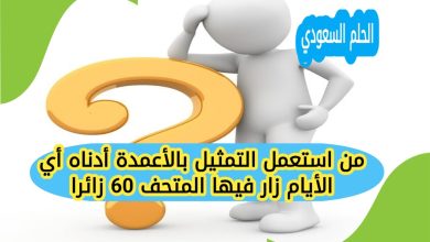 من استعمل التمثيل بالأعمدة أدناه أي الأيام زار فيها المتحف 60 زائرا
