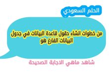 من خطوات انشاء حقول قاعدة البيانات في جدول البيانات الفارغ هو