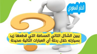 يبين الشكل التالي المسافة التي قطعها زيد بسيارته خلال رحلة أي العبارات التالية صحيحة
