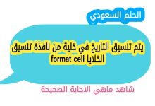 يتم تنسيق التاريخ في خلية من نافذة تنسيق الخلايا format cell