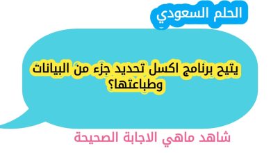 يتيح برنامج اكسل تحديد جزء من البيانات وطباعتها؟