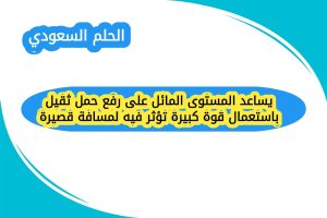 يساعد المستوى المائل على رفع حمل ثقيل باستعمال قوة كبيرة تؤثر فيه لمسافة قصيرة