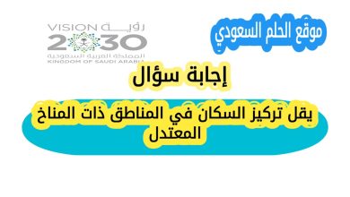 يقل تركيز السكان في المناطق ذات المناخ المعتدل