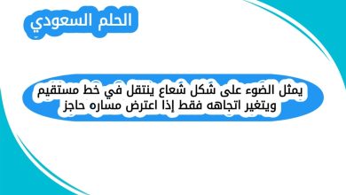 يمثل الضوء على شكل شعاع ينتقل في خط مستقيم ويتغير اتجاهه فقط إذا اعترض مساره حاجز
