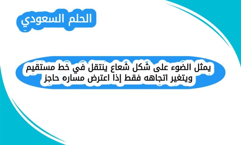يمثل الضوء على شكل شعاع ينتقل في خط مستقيم ويتغير اتجاهه فقط إذا اعترض مساره حاجز