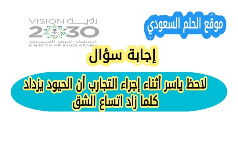 لاحظ ياسر أثناء إجراء التجارب أن الحيود يزداد كلما زاد اتساع الشق