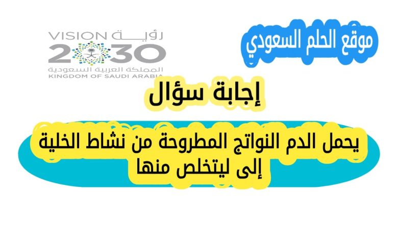 يحمل الدم النواتج المطروحة من نشاط الخلية إلى